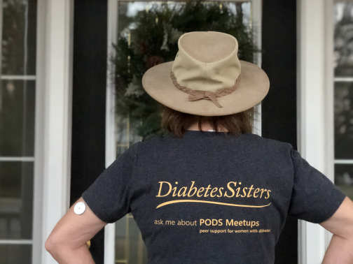 Shelby Kinnaird's back displaying a shirt that says "DiabetesSisters".